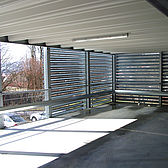 Innenansicht des Schreiber Stahlbau Parkhausneubaus der Stadtwerke Mosbach 