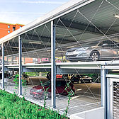 Anwohner-Parkhaus Eicker Wiesen Moers Schreiber Stahlbau Fassade Edelstahlrankenhilfen 